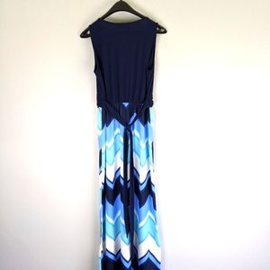 Zattcas Lg Maxi Dress Navy Bodice Chevron Skirt